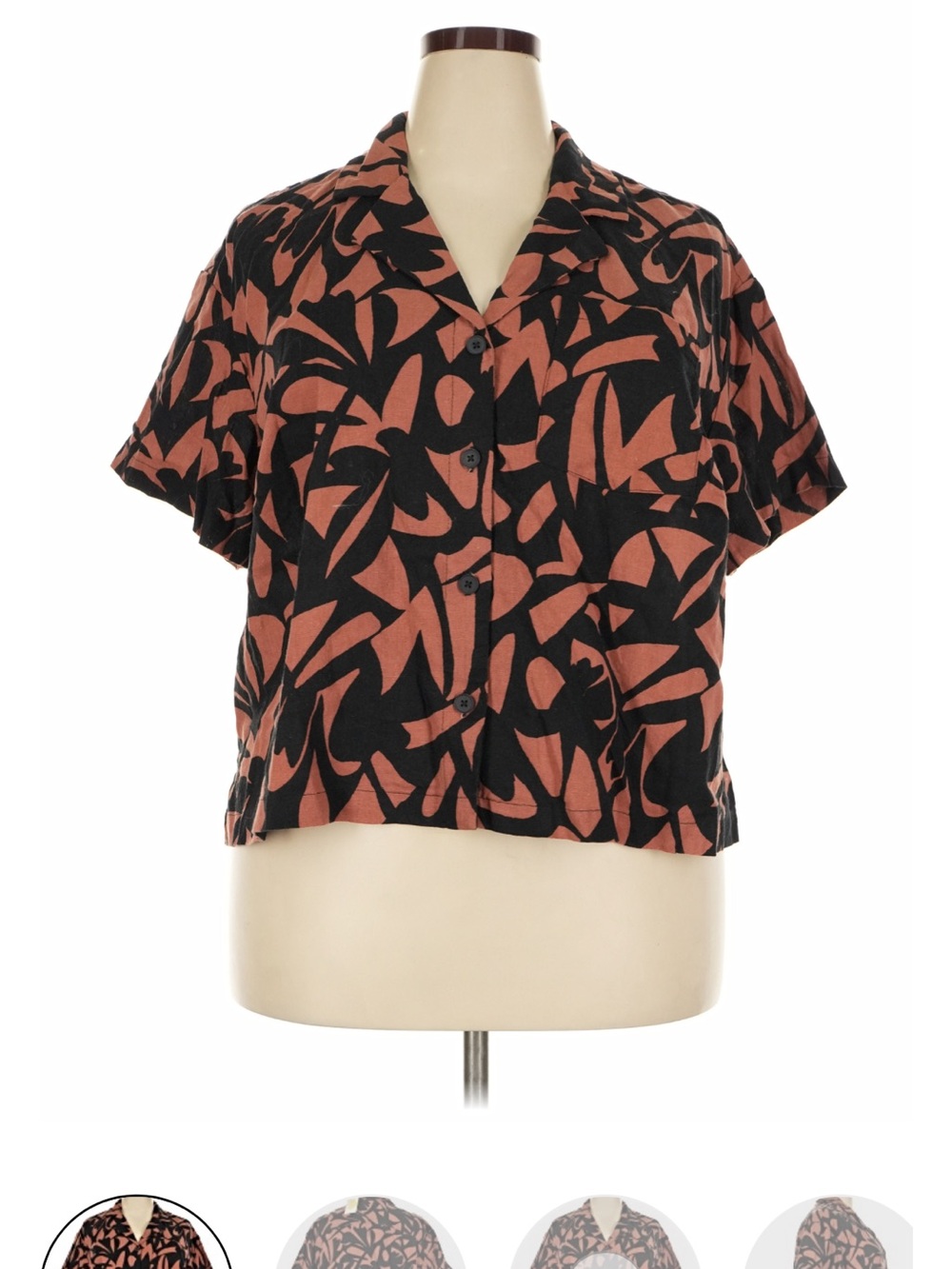 a new day Black & Rust Abstract Button-Down Camp Shirt